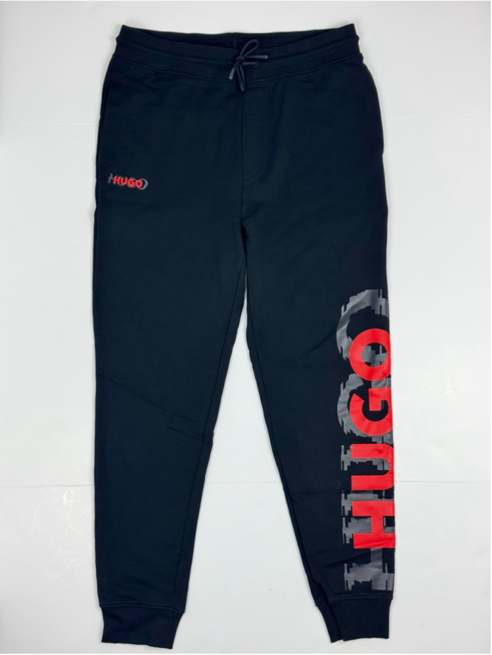 HUGO Darlowe Men's Black Cotton Glitch Logo Graphic Sweatpants Joggers Size M